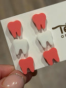 Valentine Dental Earrings, Heart Teeth Earrings, Tooth Studs, RDH, Hygienist, Dental Hygiene Gift, Dental Assistant, Dental Graduation