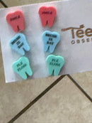 Valentine Dental Earrings, Heart Teeth Earrings, Tooth Studs, RDH, Hygienist, Dental Hygiene Gift, Dental Assistant, Dental Graduation
