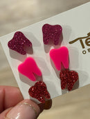 Valentine Dental Earrings, Heart Teeth Earrings, Tooth Studs, RDH, Hygienist, Dental Hygiene Gift, Dental Assistant, Dental Graduation