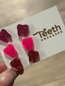 Valentine Dental Earrings, Heart Teeth Earrings, Tooth Studs, RDH, Hygienist, Dental Hygiene Gift, Dental Assistant, Dental Graduation