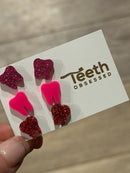 Valentine Dental Earrings, Heart Teeth Earrings, Tooth Studs, RDH, Hygienist, Dental Hygiene Gift, Dental Assistant, Dental Graduation