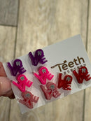 Valentine Love Dental Earrings, Heart Teeth Earrings, Tooth Studs, RDH, Hygienist, Dental Hygiene Gift, Dental Assistant