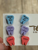 Valentine Dental Earrings, Heart Teeth Earrings, Tooth Studs, RDH, Hygienist, Dental Hygiene Gift, Dental Assistant, Dental Graduation