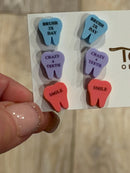 Valentine Dental Earrings, Heart Teeth Earrings, Tooth Studs, RDH, Hygienist, Dental Hygiene Gift, Dental Assistant, Dental Graduation