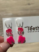 Dental Loupes, Dental Earrings, Teeth Earrings, Tooth Earrings, Hot Pink Tooth, Earrings, Dental Hygiene Gift Dental Assistant