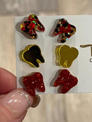 Red and Gold Dental Earrings, Teeth Earrings, Tooth Earrings, Glitter Tooth Earrings, Dental Hygiene Gift Dental Assistant