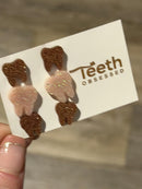 Rose Gold Dental Earrings, Glitter Studs, Teeth Earrings, Dental Laboratory, Dental Hygiene Gift, Dental Assistant, Dental Graduation