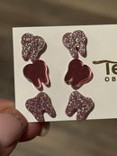 Valentine Rose Gold Dental Earrings, Glitter Studs, Teeth Earrings, Dental Laboratory, Dental Hygiene Gift, Dental Assistant