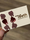 Valentine Rose Gold Dental Earrings, Glitter Studs, Teeth Earrings, Dental Laboratory, Dental Hygiene Gift, Dental Assistant