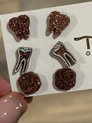 Rose Gold Dental Earrings, Glitter Studs, RCT Teeth Earrings, Root Canal Teeth, Dental Hygiene Gift, Dental Assistant, Dental Graduation