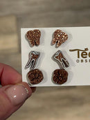 Rose Gold Dental Earrings, Glitter Studs, RCT Teeth Earrings, Root Canal Teeth, Dental Hygiene Gift, Dental Assistant, Dental Graduation