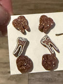 Rose Gold Dental Earrings, Glitter Studs, RCT Teeth Earrings, Root Canal Teeth, Dental Hygiene Gift, Dental Assistant, Dental Graduation