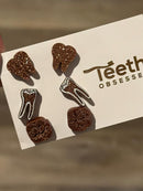 Rose Gold Dental Earrings, Glitter Studs, RCT Teeth Earrings, Root Canal Teeth, Dental Hygiene Gift, Dental Assistant, Dental Graduation