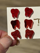 Red Swirl Earrings, Red Dental Glass Earrings, Red Teeth Earrings, Dental Assistant, Dental Hygienist, Dental Gift