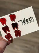 Red Swirl Earrings, Red Dental Glass Earrings, Red Teeth Earrings, Dental Assistant, Dental Hygienist, Dental Gift