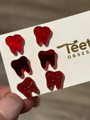 Red Swirl Earrings, Red Dental Glass Earrings, Red Teeth Earrings, Dental Assistant, Dental Hygienist, Dental Gift